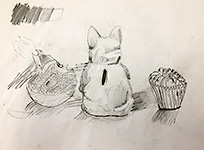 Piggy bank drawing in pencil